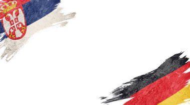 Beyaz Arkaplanda Sırbistan ve Almanya Bayrakları